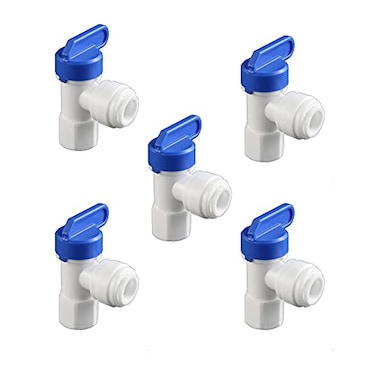 PureSec Water Storage Tank Ball Valve 38 inch ODRO Tubing x 14 inch female pipe thread PushFit Elbow ShutOff Valve