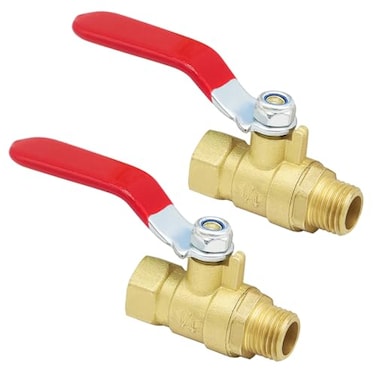 Qolekog Heavy Duty 14 inch NPT Brass Ball Valve Air Compressor Shut Off Valve 14 Male NPT x 14 female NPT 2Pcs