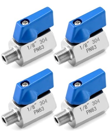 QWORK Mini Ball Valve 4 Pack 18 Female Male NPT Thread Stainless Steel Valves for Reliable ShutOff Valve