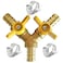 Uenede Brass 38 Inch 3way Yshaped Shutoff Ball Valve with 2switch 38 Hose Barb Include 3 Stainless Steel Clamps Hose Pipe Barb Fitting for WaterOilGas