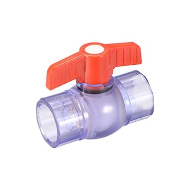 uxcell Ball Valve 1 Slip PVC Socket End Valve THandle Water ShutOff Valve for Irrigation and Water Treatment Clear Blue Red