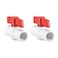 uxcell PVC Ball Valve Supply Pipe Knob Threaded Ends 12 Inner Hole Diameter Red White 2Pcs