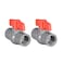 uxcell PVC Ball Valve Supply Pipe Knob Threaded Ends G34 Female Thread Red Gray 2Pcs