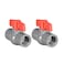 uxcell PVC Ball Valve Supply Pipe Knob Threaded Ends G34 Female Thread Red Gray 2Pcs