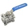 VARMHUS NPT Female Threaded Stainless Steel SS3043Pcs Type Full Port Ball Valve with Blue Vinyl Handle WOG 1000 12