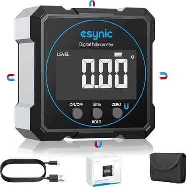 eSynic Digital Level Box 4Side Magnetic Digital Angle Gauge with 005 High Precision Large LCD Display Rechargeable IP54 Waterproof Inclinometer Aluminum Frame for WoodworkingConstruction