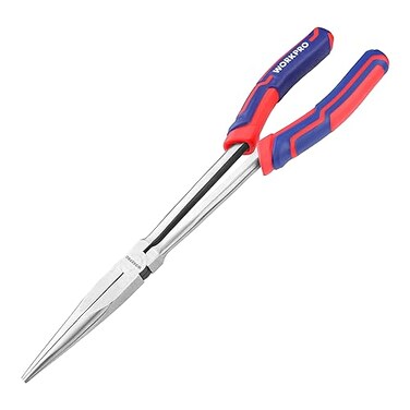 WORKPRO Premium 11 Extra Long Needle Nose Pliers Paper Clamp Precision HeavyDuty CRV Steel Soft Grip