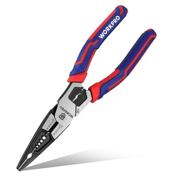 WORKPRO 6in1 Needle Nose Pliers 8 Inch Multipurpose Long Nose Pliers with Wire StripperCrimperCutter Function Premium HeavyDuty CRV Steel Hand Tool Plier for Home Crafts