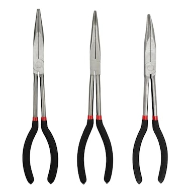 MFBJXC 3Piece 11 Precision Long Nose Pliers Set with Insulated Comfort Grip HandlesStraight Long Needle Nose Pliers2545 Degree Angle Curved Pliers for Wire BendingShapingTrimming