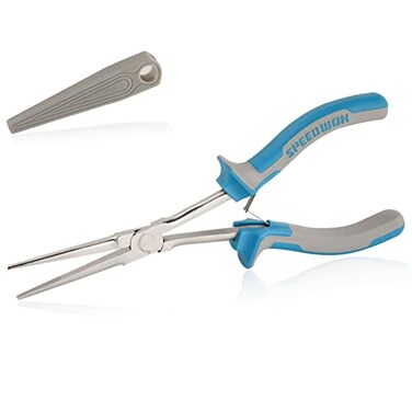 SPEEDWOX Long Reach Extra Long Needle Nose Pliers With Teeth Wire Looping Pliers for Jewelry Making Protective Cover For Narrow Space