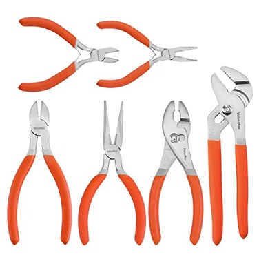 ValueMax 6Piece Pliers Set Includes 6 Inch 434 Inch Long Nose 6 414 Inch Diagonal 6 Slip Joint 8 Groove Joint Pliers Dipped Handle for DIY Home Use