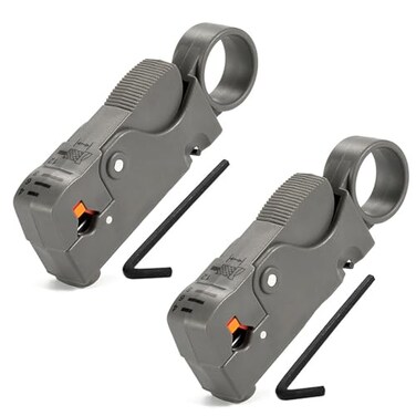 HUAREW Rotary Coaxial Cable Stripper Cutter Tool Cable Stripper Coaxial Wire Coax Stripping Tool RG6 RG62 RG58 RG59 Universal Pack of 2
