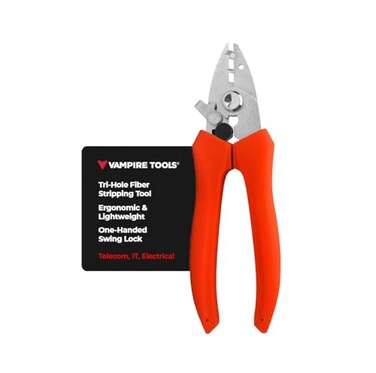 Vampliers VAMPLIERS 55 Three Hole High Precision Fiber Optic Wire Stripper Tool For Stripping Fiber Jacket Buffer Coating Micron Acrylate Coating from Fiber Core High Carbon Alloy Steel with TPR Handl