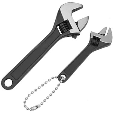 DOITOOL Mini Adjustable Wrench 4 Inch and 25 Inch Black Spanner With Chain Hand Knurl Tool for Repair Maintenance Automotive Car
