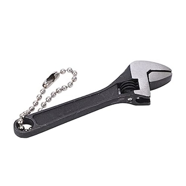 Qiilu Mini Adjustable Wrench Keychain Wrench Steel Galvanized Adjustable Portable Professional High Hardness Mini Spanner for Industrial Home 25 inch black