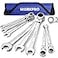 WORKPRO 8piece FlexHead Ratcheting Combination Wrench Set Metric 817mm 72Teeth CrV Constructed Mirror Polished Chrome Plated with Roll Up Pouch