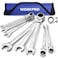 WORKPRO 8piece FlexHead Ratcheting Combination Wrench Set Metric 817mm 72Teeth CrV Constructed Mirror Polished Chrome Plated with Roll Up Pouch