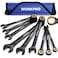 WORKPRO 9Piece AntiSlip Ratcheting Combination Wrench Set Metric 819 mm 72Teeth CrV Constructed Black Ratchet Wrenches Set with Roll Up Pouch