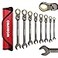 WORKPRO 8piece FlexHead Ratcheting Combination Wrench Set SAE 51634 in 72Teeth CRV Constructed Nickel Plating with Organizer Bag