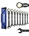 WORKPRO Ratcheting Combination Wrench Set 8piece FlexHead AntiSlip Set Metric 817 mm 72Teeth CrV Constructed Black Electrophoretic Coating with Rolling Pouch