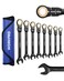 WORKPRO Ratcheting Combination Wrench Set 8piece FlexHead AntiSlip Set Metric 817 mm 72Teeth CrV Constructed Black Electrophoretic Coating with Rolling Pouch