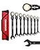 WORKPRO Ratcheting Combination Wrench Set 8piece FlexHead AntiSlip Set SAE 51634 inch 72Teeth CrV Constructed Black Electrophoretic Coating with Rolling Pouch