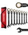 WORKPRO Ratcheting Combination Wrench Set 8piece FlexHead AntiSlip Set SAE 51634 inch 72Teeth CrV Constructed Black Electrophoretic Coating with Rolling Pouch