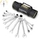 Enventor 12 Pieces SAE 1478 180 Flex Head Ratcheting Wrench Set CRV Steel 72Teeth 12Point Combination Ratchet Wrenches Set with Rolling Pouch
