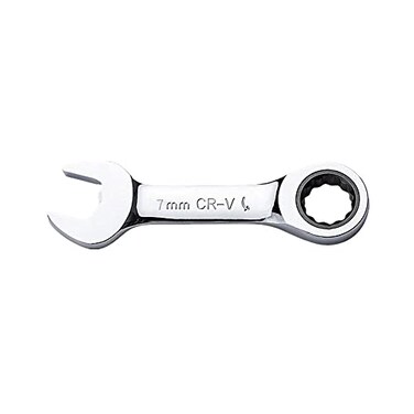 FLZOSPER 7mm Metric Stubby Box End Head Geared Wrench 72Tooth Ratcheting Combination Wrench Spanner