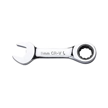 FLZOSPER 9mm Metric Stubby Box End Head Geared Wrench 72Tooth Ratcheting Combination Wrench Spanner