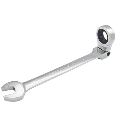 FOCMKEAS 1 Inch FlexHead Ratcheting Combination Wrench SAE 72 Teeth 12 Point Ratchet Box Ended and Open End Spanner Tools Flexible Head Gear Wrench HeatTreated CRV