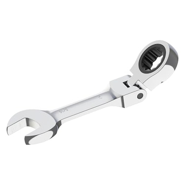 FOCMKEAS 516In Stubby FlexHead Ratcheting Combination Wrench SAE 72 Teeth 12 Point Ratchet Box Ended and Open End Spanner Tools Antislip Flexible Head Gear Wrench HeatTreated CRVSliver