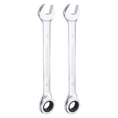 HARFINGTON 2pcs Ratcheting Wrench 13mm Metric 12PT CrV Polished Chromed Ratcheting Double End Combination Wrench with 72 Tooth and 5 Movement Industrial Grade Gear Spanner Tool for Repair