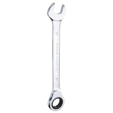 HARFINGTON Ratcheting Wrench 27mm Metric 12PT CrV Polished Chromed Ratcheting Double End Combination Wrench with 72 Tooth and 5 Movement Industrial Grade Gear Spanner Tool for Repair