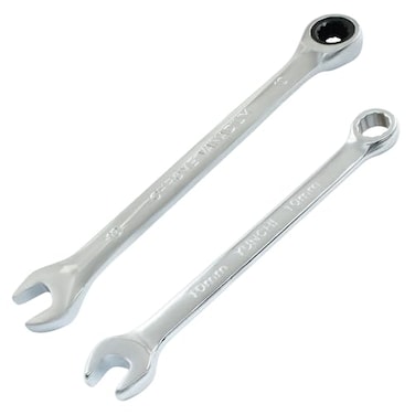 HARSKIYER 10 mm Ratcheting Wrench Set 2 Pieces Metric Ratcheting Combination Wrench with 12 Point Design 72 Tooth Ratchet Spanner with Chrome Plating