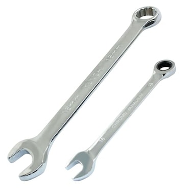 HARSKIYER 18 mm Ratcheting Wrench Set 2 Pieces Metric Ratcheting Combination Wrench with 12 Point Design 72 Tooth Ratchet Spanner with Chrome Plating