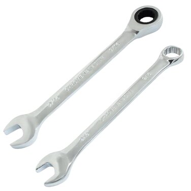HARSKIYER 916 Inch Ratcheting Wrench Set 2 Pieces SAE Ratcheting Combination Wrench with 12 Point Design 72 Tooth Ratchet Spanner with Chrome Plating