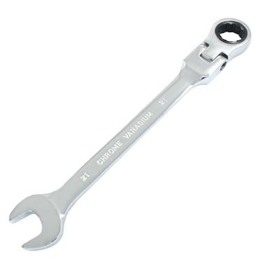Hordion 21mm Ratcheting Combination Wrench 12 Point 72Tooth Flex Head Gear Wrench Box Ended Spanner Tool for Projects Repair