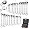 HORUSDY 24Piece Ratcheting Wrench Set Metric and SAE Ratchet Combination Wrenches Set with Organizer 72Tooth Chrome Vanadium Steel 618 mm 14 to 34 24Piece