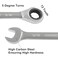 Kyuionty 2 Pcs 916 Inch Ratchet Wrench Imperial Ratcheting Combination Wrench Set 12 Point 72 Teeth for Projects SAE Tight Spaces