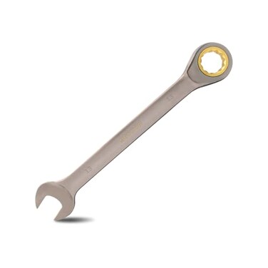 Meccion Combination Wrench 13mm Metric Open End Ratcheting Wrench Industrial Grade Gear Spanner with Grey Nickle Plated
