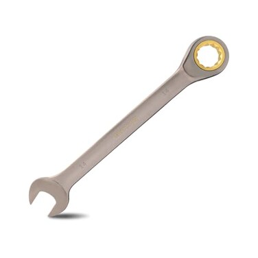 Meccion Combination Wrench 14mm Metric Open End Ratcheting Wrench Industrial Grade Gear Spanner with Grey Nickle Plated