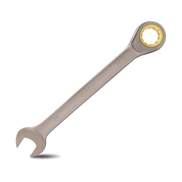 Meccion Combination Wrench 24mm Metric Open End Ratcheting Wrench Industrial Grade Gear Spanner with Grey Nickle Plated