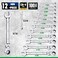 SK FlexHead Ratcheting Wrench Set Combination Wrench Set 12Piece Metric 8 to 19mm 72Tooth Premium CRV Construction with Rack Organizer