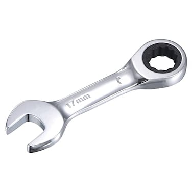uxcell 17mm Stubby Ratcheting Combination Wrench Metric 72 Teeth 12 Point Box Ended Tools CRV