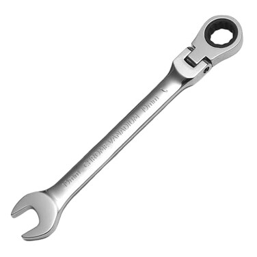 WISEUP Ratchet Wrench 19mm Flex Head Ratcheting Wrench CRV Antislip Laborsaving 2 in1 Industrial Wrench Mechanic Automotive Tools