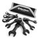 DURATECH Stubby Flexhead Ratcheting Combination Wrench Set SAE 8piece 516 to 34 CRV Steel Black Electrophoretic Coating with Rolling Pouch
