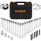 ELEAD 33Piece Combination Ratchet Wrench Set SAE Metric Sizes 14 to 34 618mm 72Tooth Gear Design CRV Steel Organizer Carry Case Ideal for Mechanics DIY
