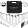 ELEAD 33Piece Combination Ratchet Wrench Set SAE Metric Sizes 14 to 34 618mm 72Tooth Gear Design CRV Steel Organizer Carry Case Ideal for Mechanics DIY