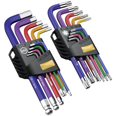 AMTOVL Allen Wrenches Sets 18PCS Hex Torx Key Set Long Ball End Allen Wrenches ColorCoded Metric 1510mm TORX T10T50